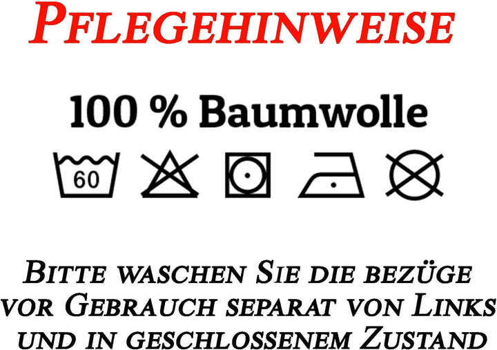 VW Volkswagen Bulli Bettwäsche T1 Rot 135 cm x 200 cm + 80 cm x 80 cm 100% Baumwolle Renforcé-Linon-