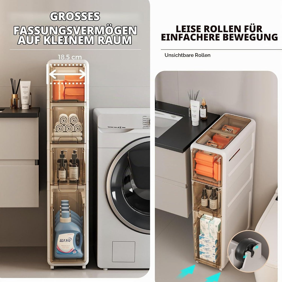 MAGIC SELECT Badezimmer-Organizer. Zusätzlicher Aufbewahrungsschrank mit Rollen für Enge Räume. Beis