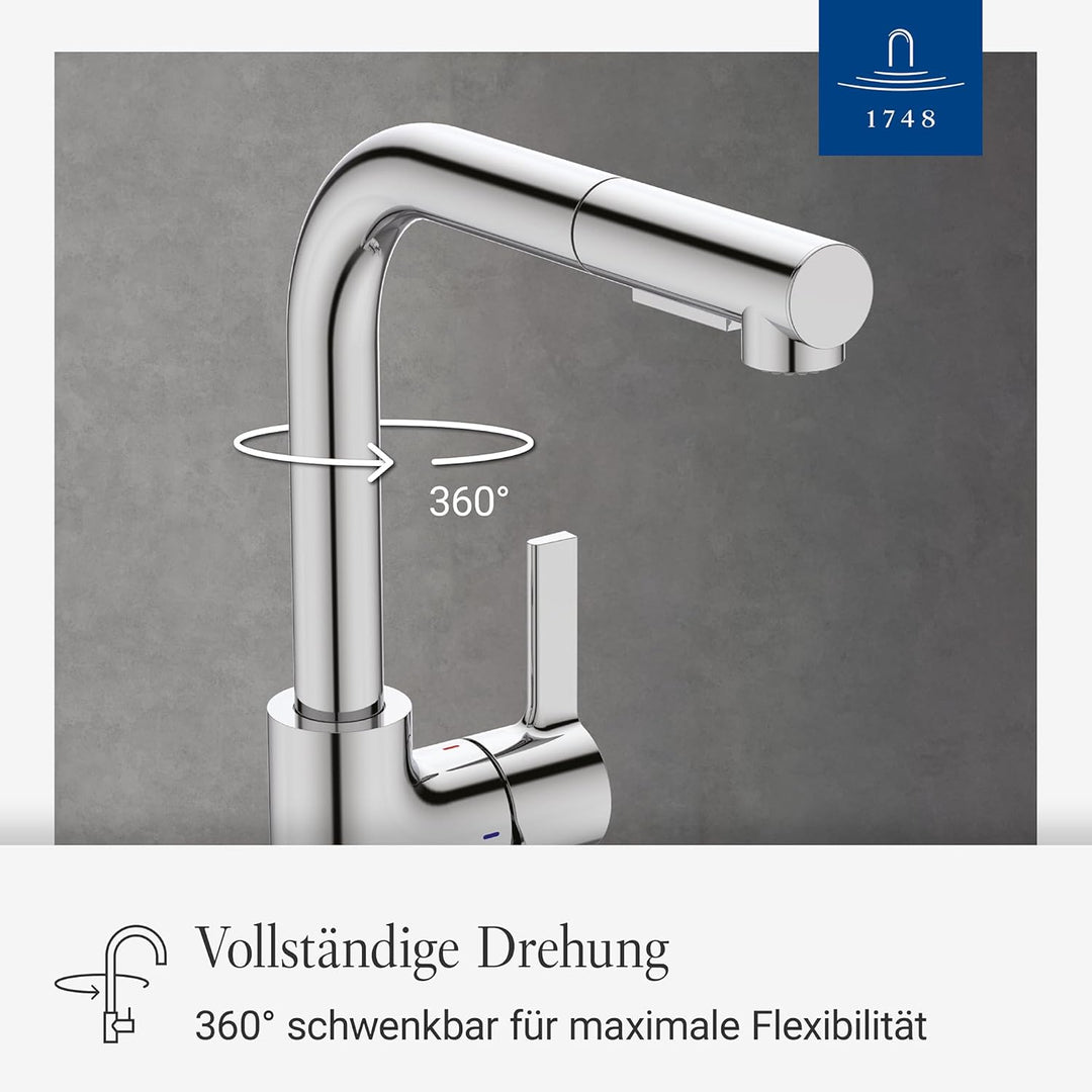 Villeroy &amp; Boch Variaro Küchenarmatur, Armatur Küche, 306 mm Auslaufhöhe, 360° schwenkbarer Auslauf,