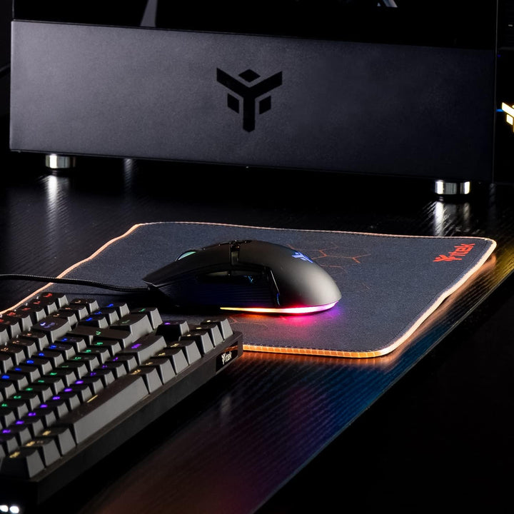 iTek E1 Gaming-Mauspad, RGB, 350 x 250 x 3 mm, höchste Präzision, waschbar, rutschfest, Premium-Mate