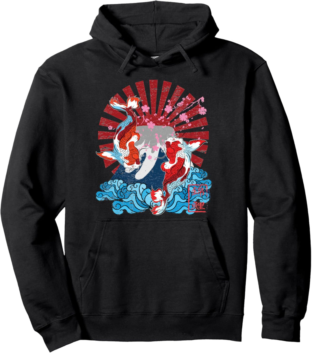 Japanese Style Koi Fish Carp Japan Culture Sunrise Fun Gift Pullover Hoodie