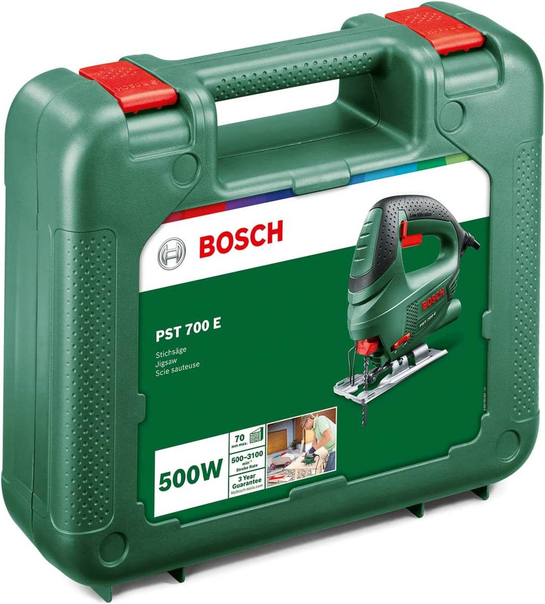 Bosch Stichsäge PST 700 E (1x Sägeblatt, Koffer, 500 Watt) PST 700 E + im Koffer, PST 700 E + im Kof