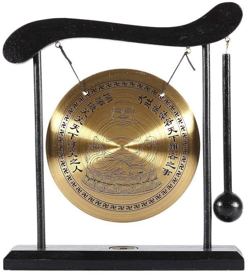 lachineuse - Lachender Buddha-Gong - Tibetischer Buddha-Gong - Zen-Dekoration aus Holz & Kupfer - Ch