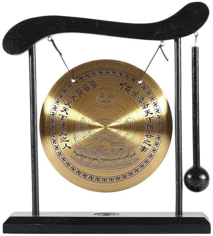 lachineuse - Lachender Buddha-Gong - Tibetischer Buddha-Gong - Zen-Dekoration aus Holz & Kupfer - Ch