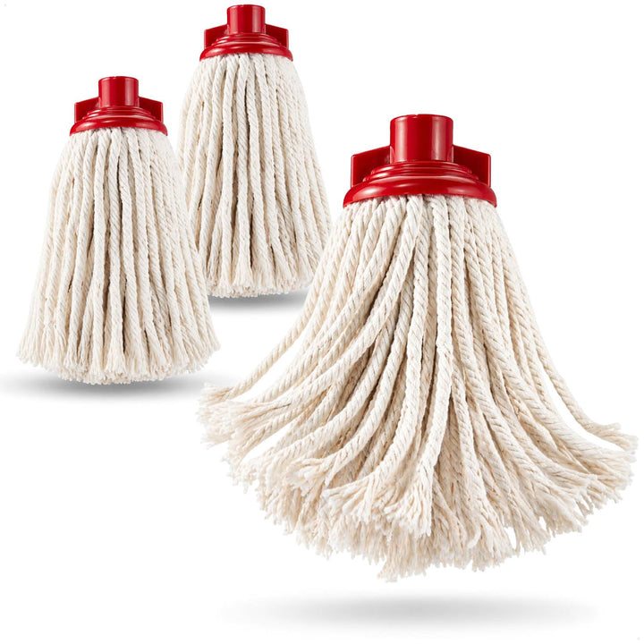 com-four® 3 Mopp Ersatzköpfe aus Baumwolle – Wischmopp Ersatz für Bodenwischer – saugfähige und wasc