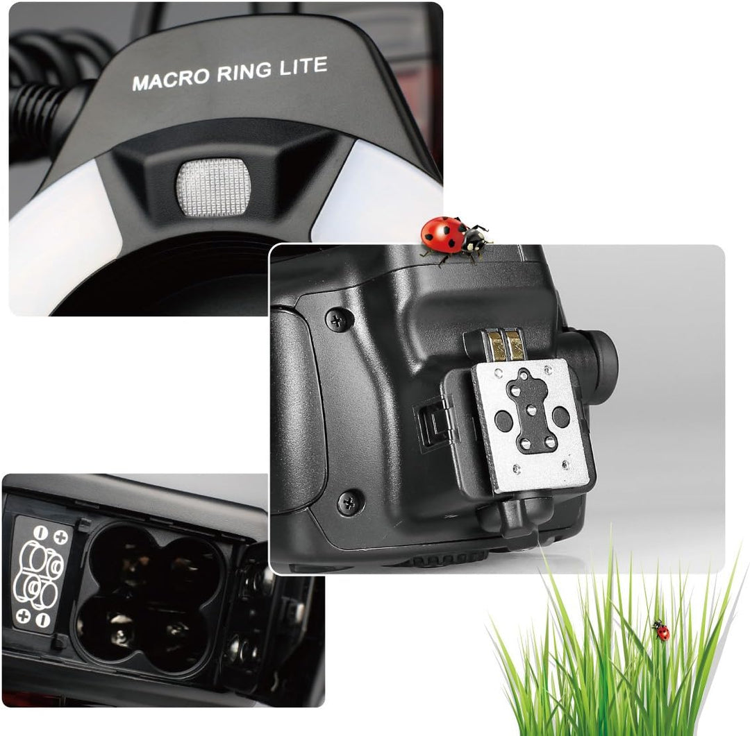 Meike MK-14EXT-N E-TTL Makro LED Ringblitz mit LED AF Assist Lampe für Nikon DSLR Kamera