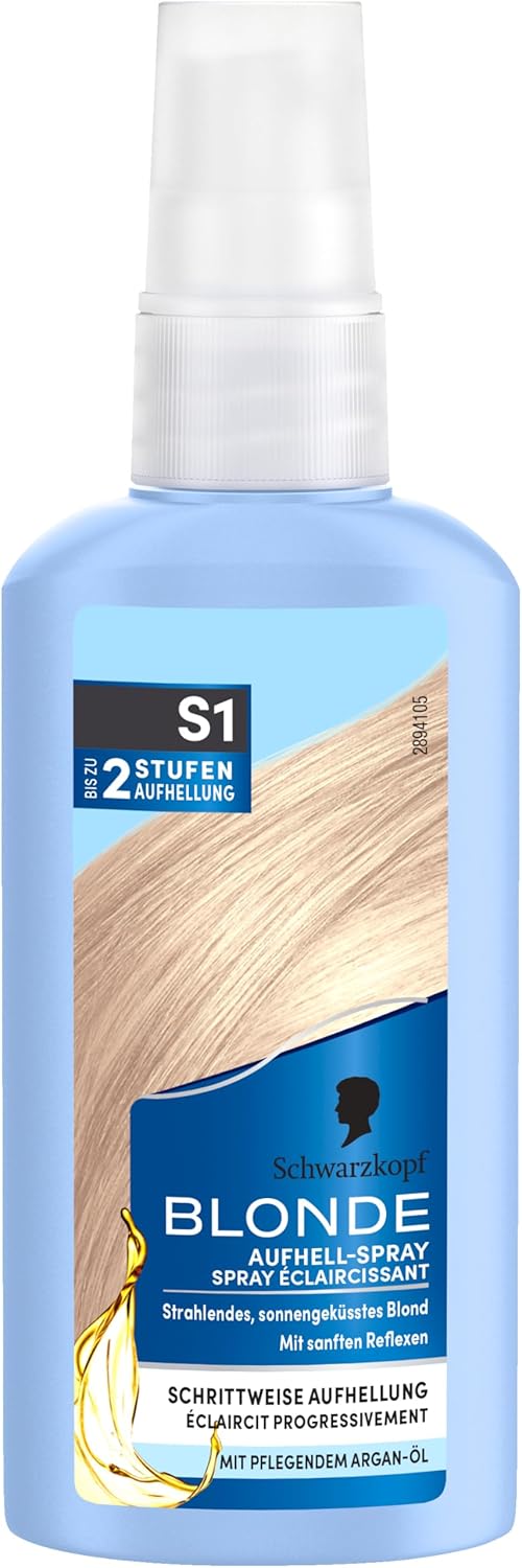 Schwarzkopf Blonde Aufheller S1 Stufe 3 (125 ml), Aufhellspray zum Haare aufhellen um bis zu 2 Stufe