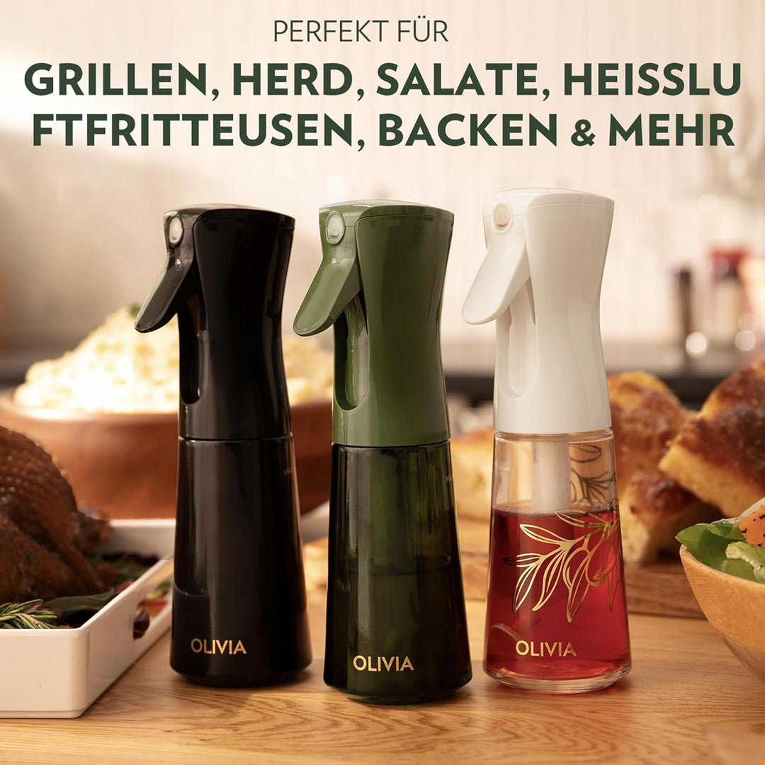FLAIROSOL OLIVIA 200ml Glas-Ölsprüher - Kontinuierliche Ölsprühtechnik mit Portionskontrolle - Viels