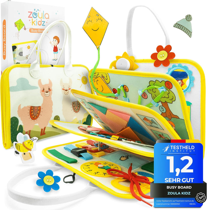 zoula kidz® Busy Board deutsch - Quiet Book - Beschäftigung im Flugzeug Kleinkind - Spielzeug für Fl