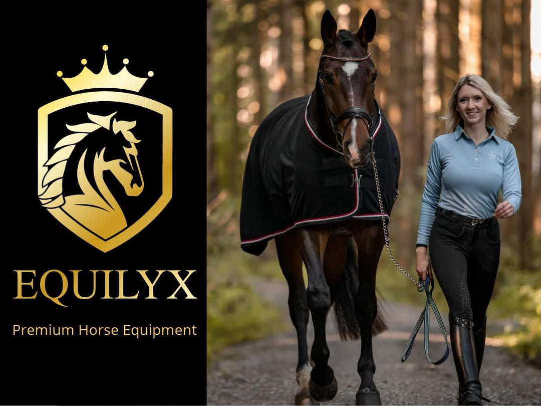 EQUILYX® Abschwitzdecke Pferd mit Teddy-Kragen und abnehmbaren Kreuzgurten [perfekte Passform] Fleec
