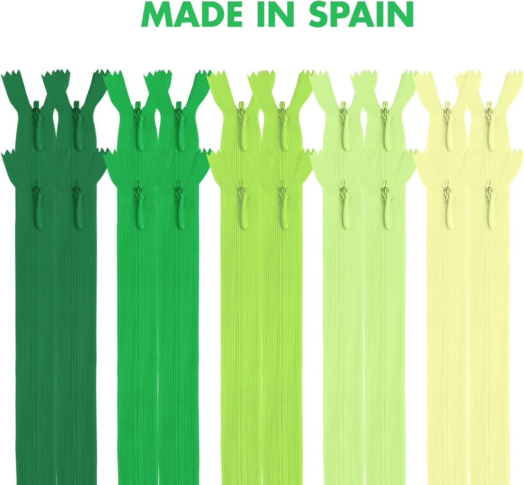 MARARDI [Packung 20 Unsichtbaren Reissverschlüssen [Grün] Nylon [45 cm] Nähen und Basteln zum Kleidu