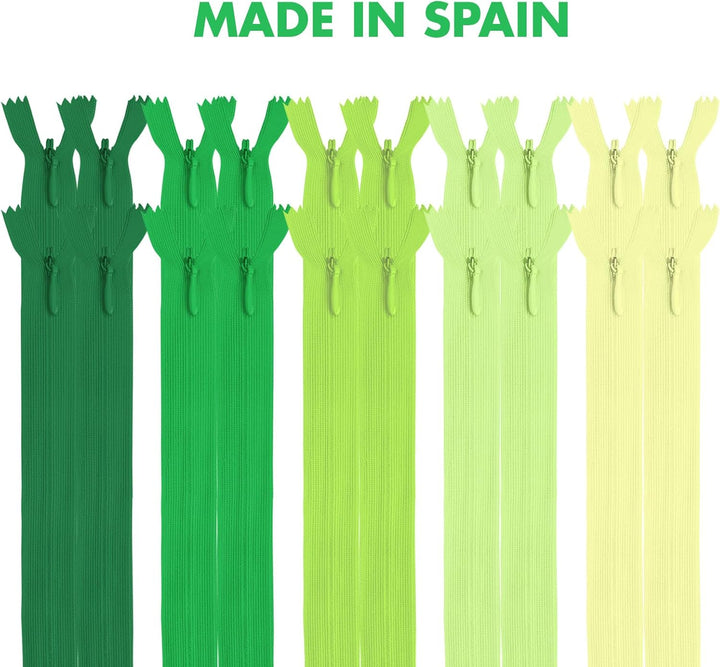 MARARDI [Packung 20 Unsichtbaren Reissverschlüssen [Grün] Nylon [45 cm] Nähen und Basteln zum Kleidu