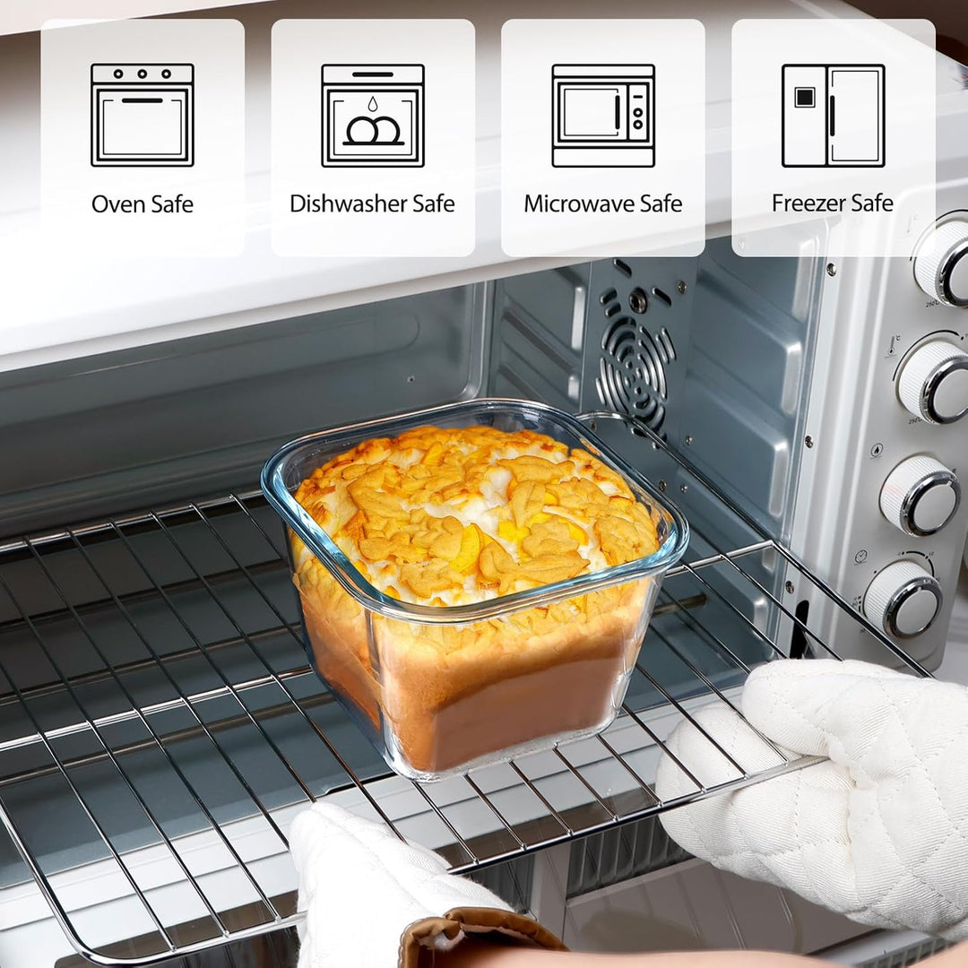 NUTRIUPS 2.1QT Quadrat Glas Brotpfanne mit Deckel, 17,5 * 13cm Tiefbrot Backen Antihaftpfannen mit l