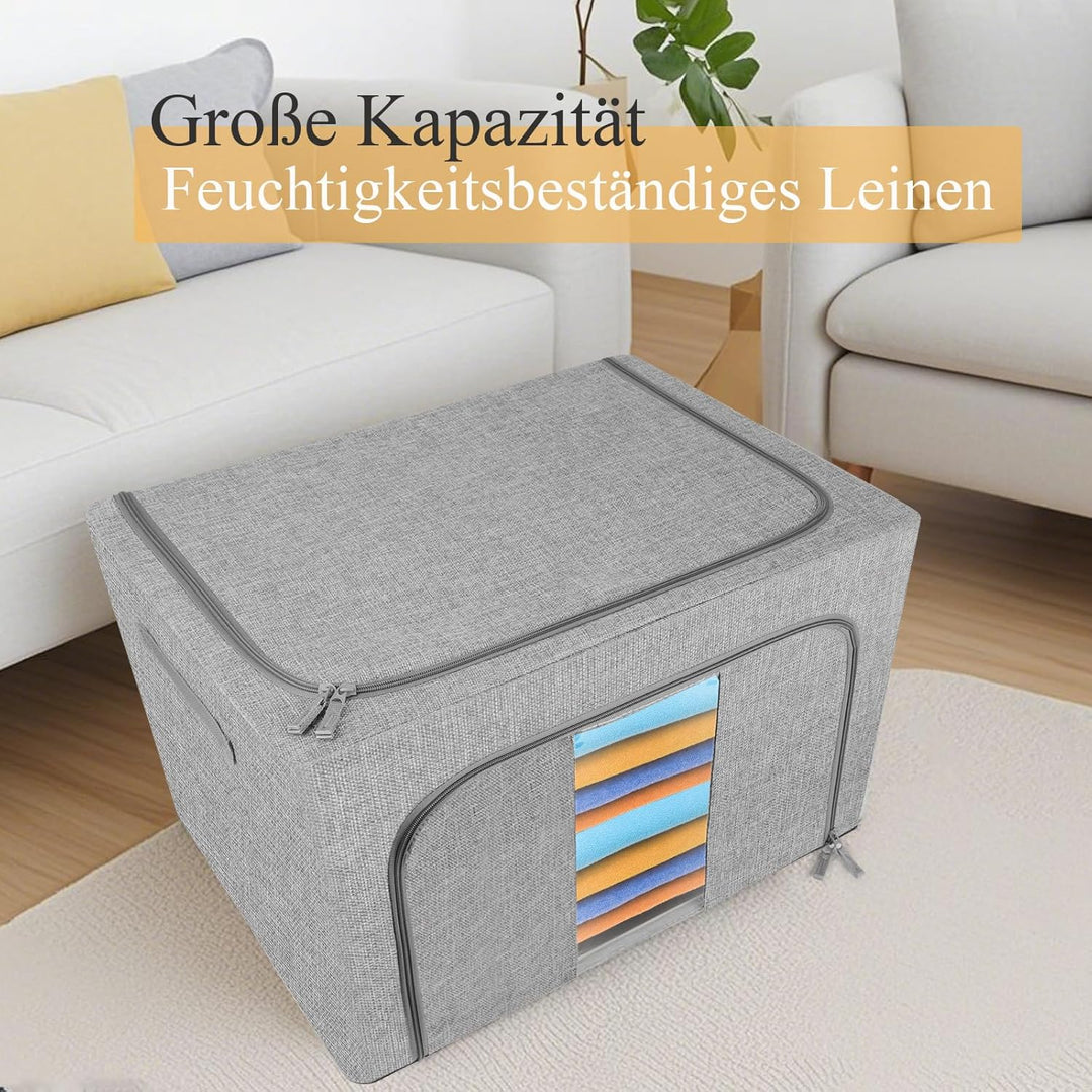 Faltbare Kleidung Aufbewahrung Mit Reissverschluss & Metallrahmen Feuchtigkeitsresistente Aufbewahru