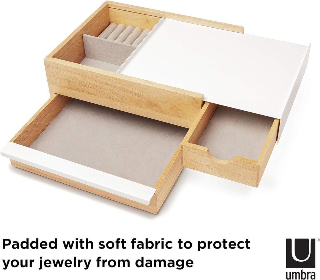 Umbra Stowit Design Schmuckkasten – moderne Schmuck Box mit Geheimfächern für Ringe, Armbänder, Uhre