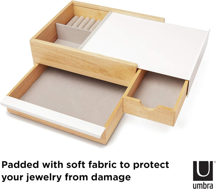 Umbra Stowit Design Schmuckkasten – moderne Schmuck Box mit Geheimfächern für Ringe, Armbänder, Uhre