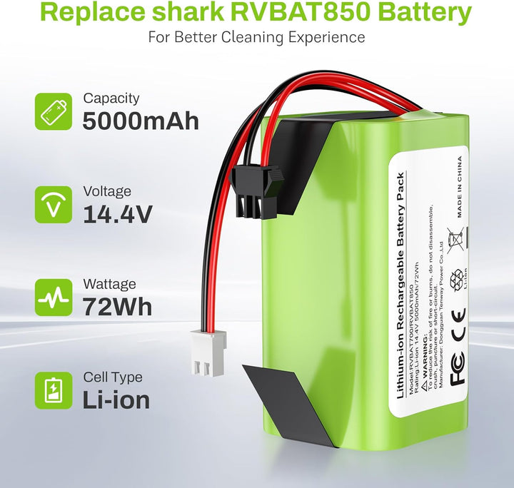 ASUNCELL 5000mAh 14,4V Ersatzakku für Eufy RoboVac G10 G20 G30 G35 G40 Hybrid, RVBAT700/RVBAT850 Akk