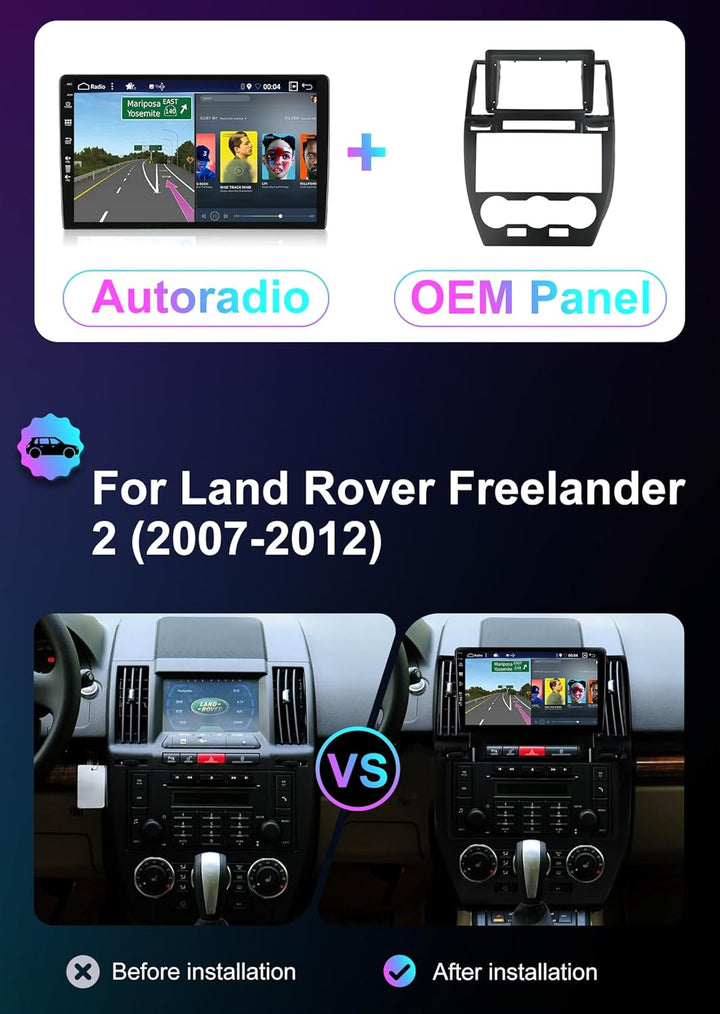 9 Zoll Android 14 Autoradio mit Navi Für Land Rover Freelander 2 2007-2012 | Octa Core | 6GB 128GB |