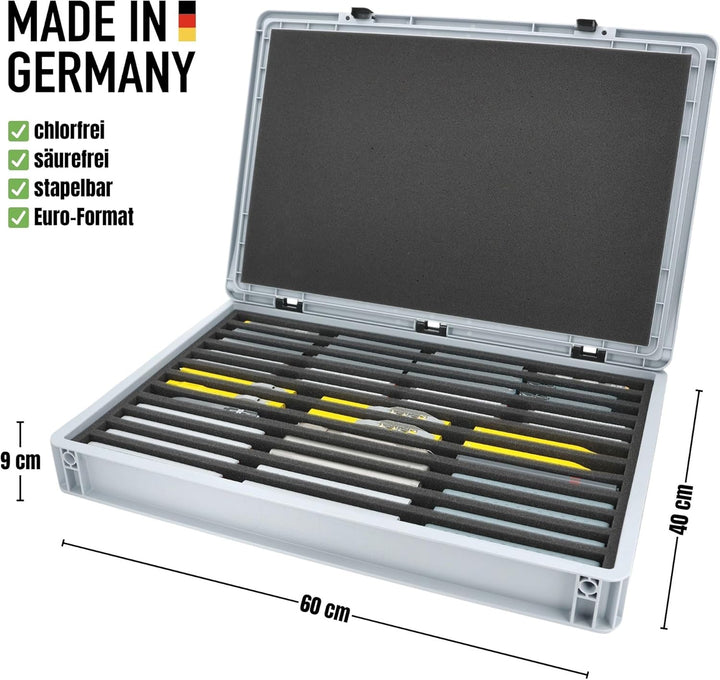 Feldherr Eurobox 60 x 40 cm Set für Modelleisenbahnen - Spur N - 12 Fächer - Schaumstoffeinlage für