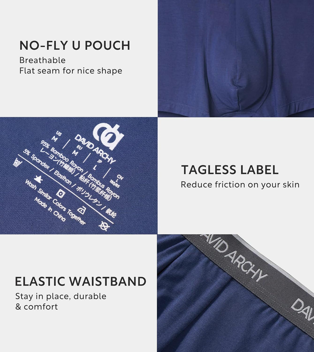 DAVID ARCHY 3/4/7er Pack Herren Boxershorts,Bambus Viskose Men Retroshorts Boxer Unterwäsche,Atmungs