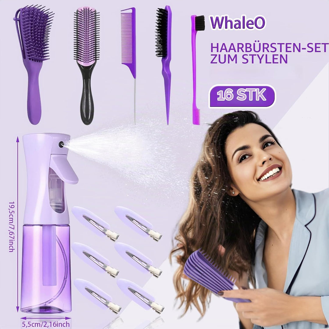 WhaleO Haarbürsten Set Lockenbürste Sleek Bun Bürste Curly Hair Brush Entwirrbürste Stielkamm Toupie