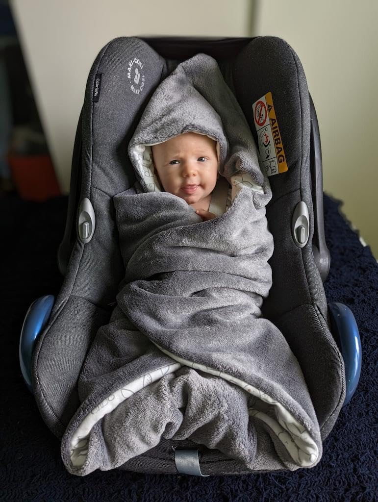 Einschlagdecke für die Babyschale Babyschalenfusssack Sommer Fusssack (Grau, Auto) Grau Auto, Grau A