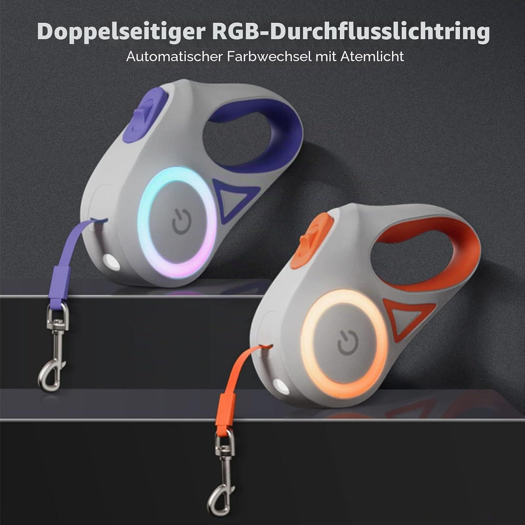 Ausziehbare LED-Hundeleine, Haustier-Leine mit Rutschfestem Griff für Kleine und Mittelgrosse Hunde