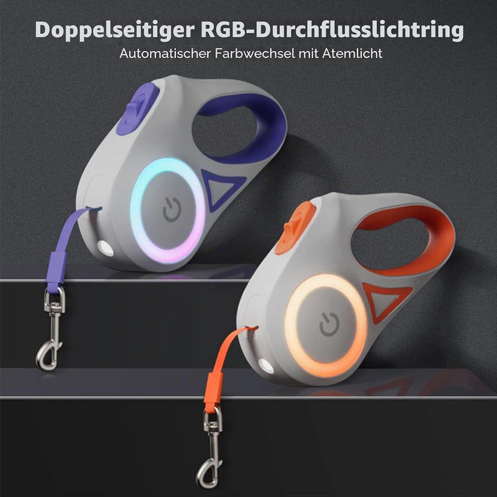 Ausziehbare LED-Hundeleine, Haustier-Leine mit Rutschfestem Griff für Kleine und Mittelgrosse Hunde