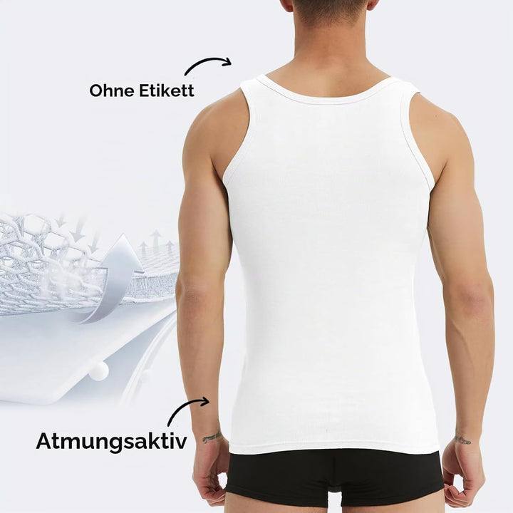 Unterhemd Herren 3/5er Pack 100% Baumwolle Tank Top Feinripp, S 5*wei&amp;