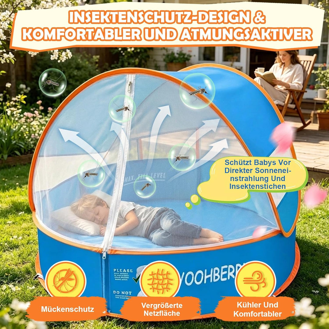 4-in-1 Pop Up Baby Planschbecken, Strandmuschel Baby mit UV Schutz SPF 50+, Strandzelt Baby mit Mosk