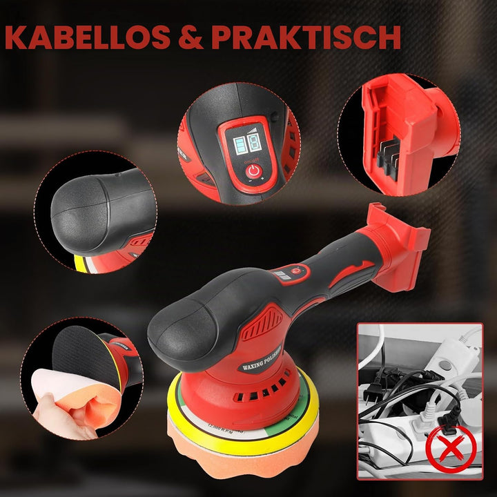 Kabelloser Auto Poliermaschine für Milwaukee, bürstenloses 6-Zoll-Auto Politur-Set, 8 variable Gesch