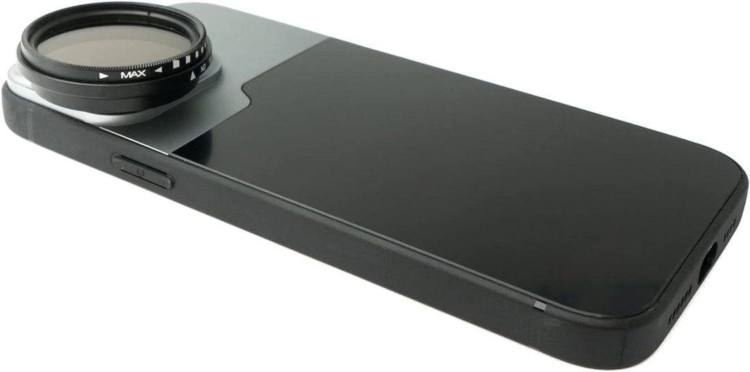 System-S ND Vario Filter 37 mm 2 bis 4000 Neutraldichte mit Hülle für iPhone 13 Pro Max