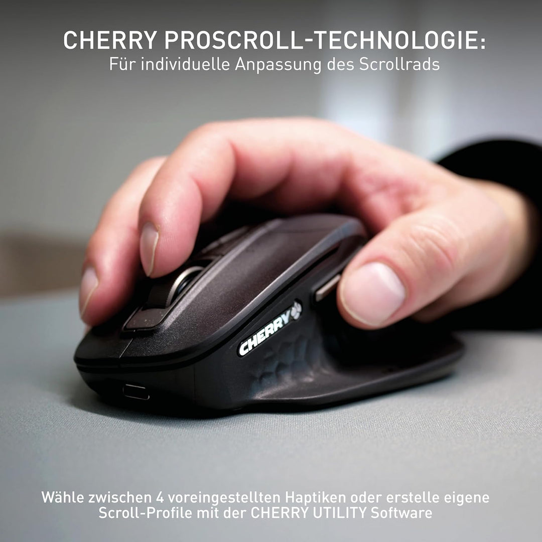 CHERRY Stream Desktop Ultimate, Kabelloses Multi-Device Tastatur-Maus-Set, US-Layout (QWERTY), Ergon