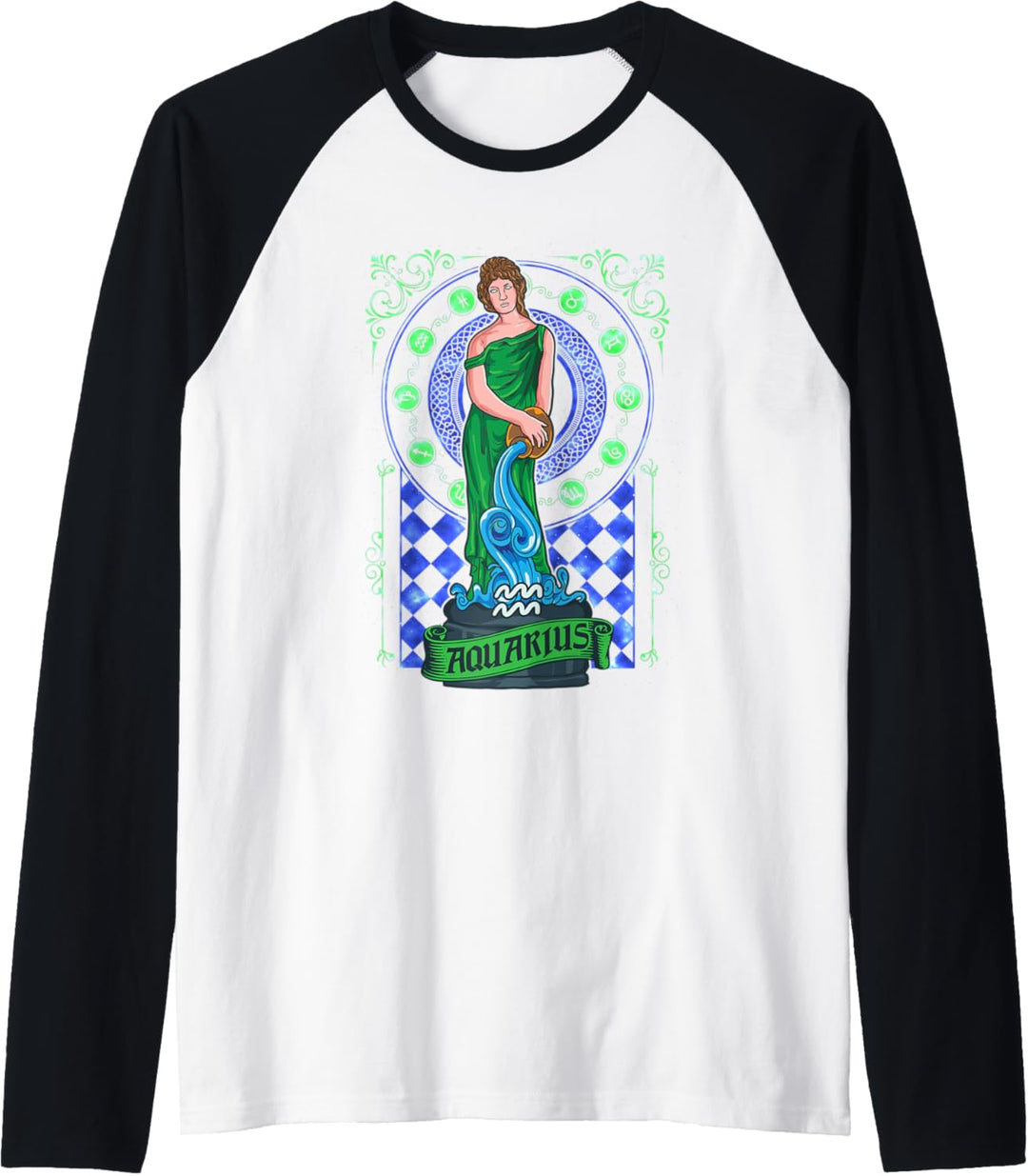 Aquarius Chess Piece Black Queen Zodiac Sign Girl Birthday Raglan