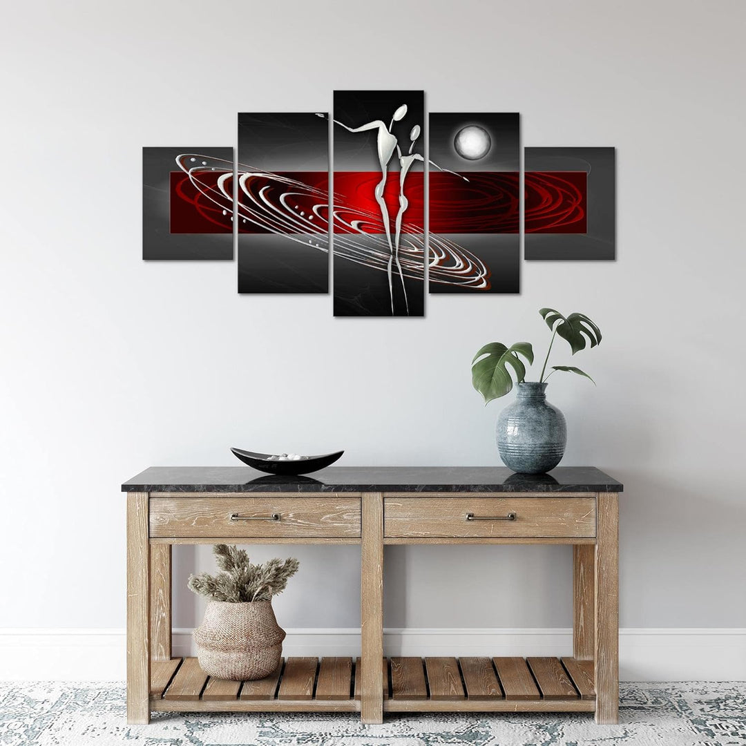 Runa Art Wandbilder Abstrakt Figuren 5 Teilig Bild auf Vlies Leinwand Deko Wohnzimmer Schlafzimmer L
