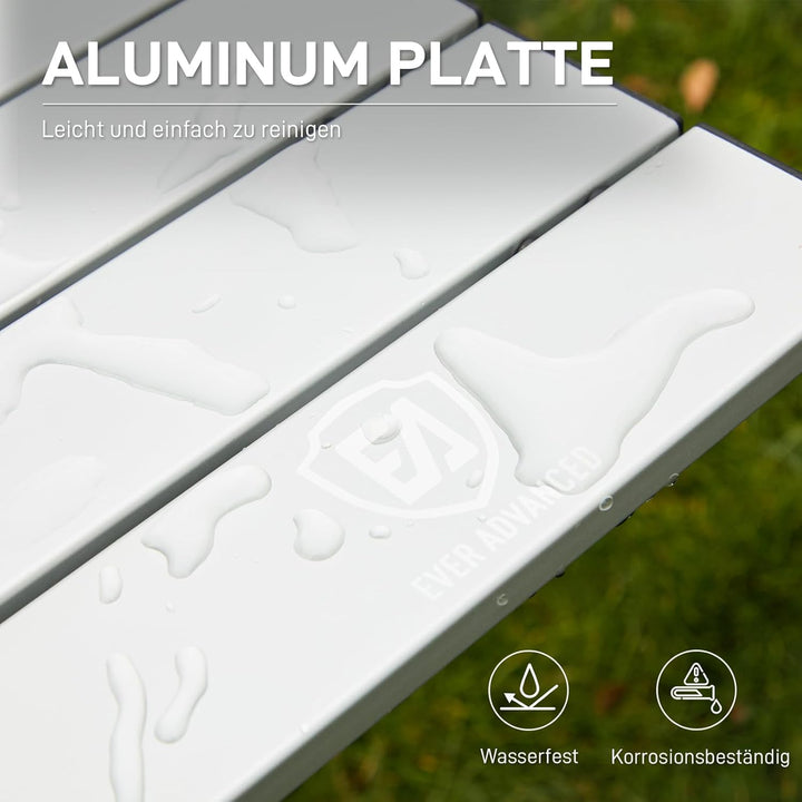EVER ADVANCED Campingtisch Klappbar Aluminium 120X70CM Klapptisch 80KG Belastbar Aufrollbarer Tischp