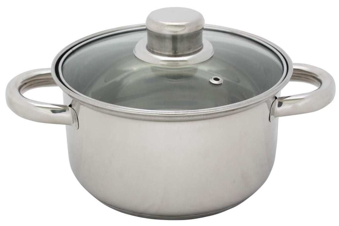 Kochtopf Edelstahl mit Glasdeckel 5,2 L 24 cm Topf Kochen