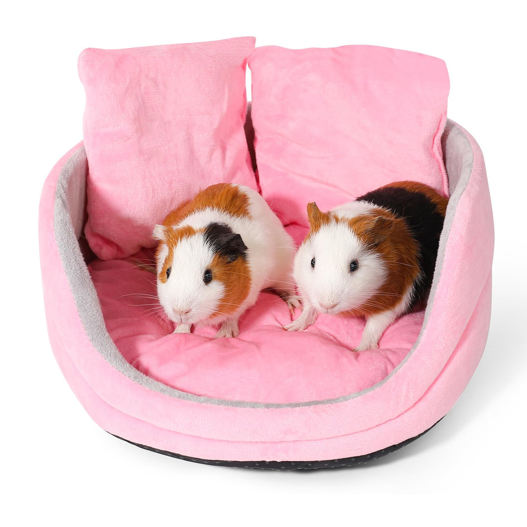 Meerschweinchen Bett, Meerschweinchen Sofa, abnehmbares Kissen, Runde Kuschelhöhle, Rosa und Ggrau,