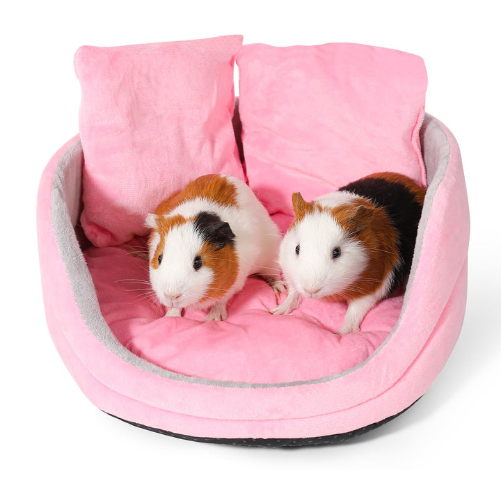 Meerschweinchen Bett, Meerschweinchen Sofa, abnehmbares Kissen, Runde Kuschelhöhle, Rosa und Ggrau,