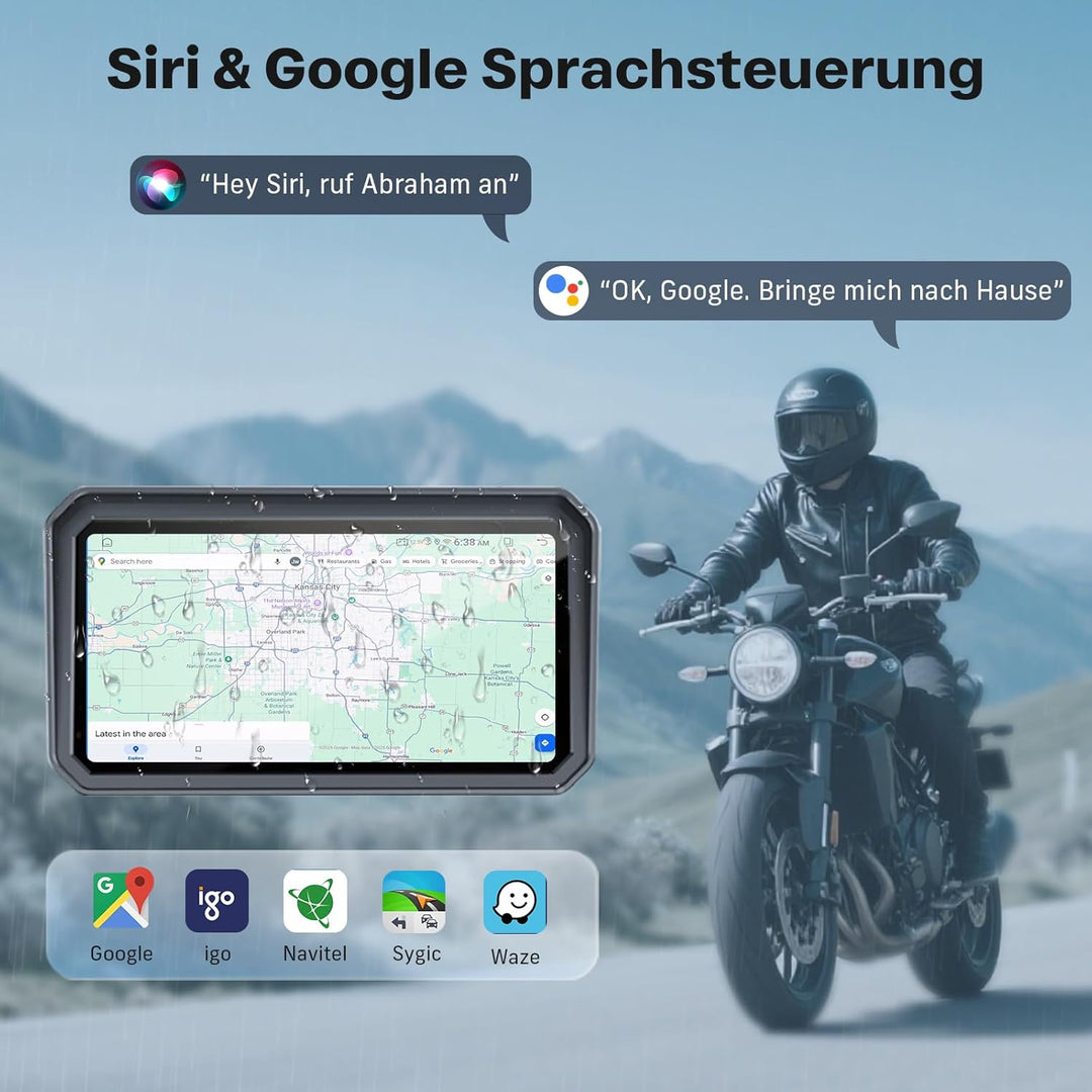 WonVon 6.25 Zoll Motorrad Carplay Display Motorrad Navigationsgeräte mit Motorrad Navi CarPlay & And