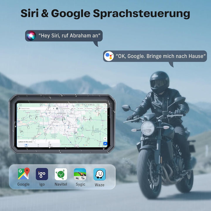 WonVon 6.25 Zoll Motorrad Carplay Display Motorrad Navigationsgeräte mit Motorrad Navi CarPlay & And