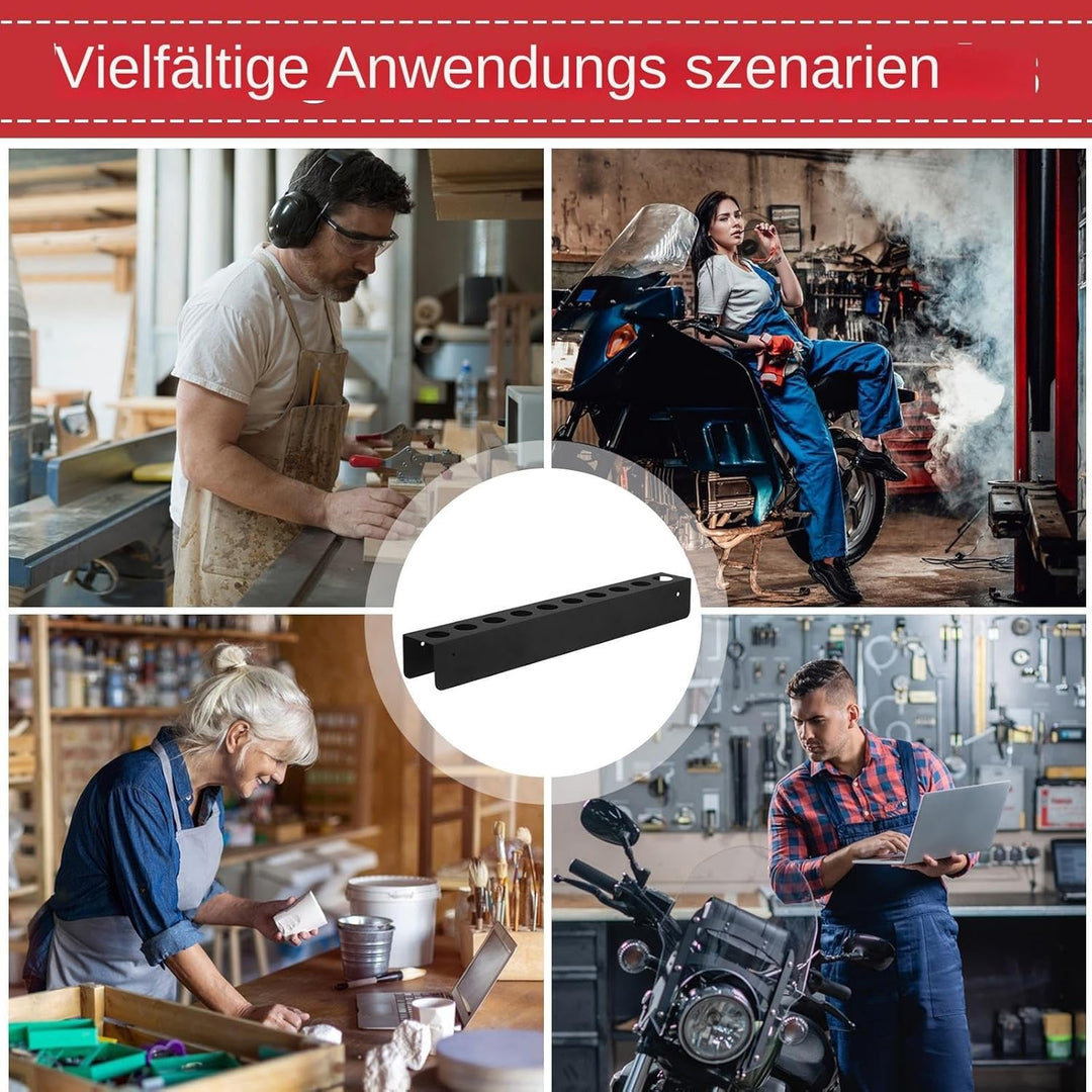 Autopflege Bürsten Halter, Metall Wandhalterung Aufbewahrungsregal für Autopflegebürsten, 10 Löcher