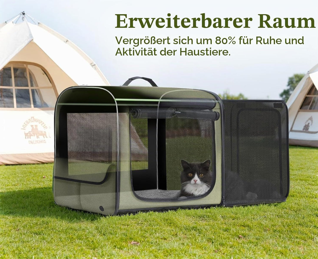 pecute Erweiterbar Katzentasche Transporttasche Stabiler Halt Haustier Tragetasche, Transportbox Kat