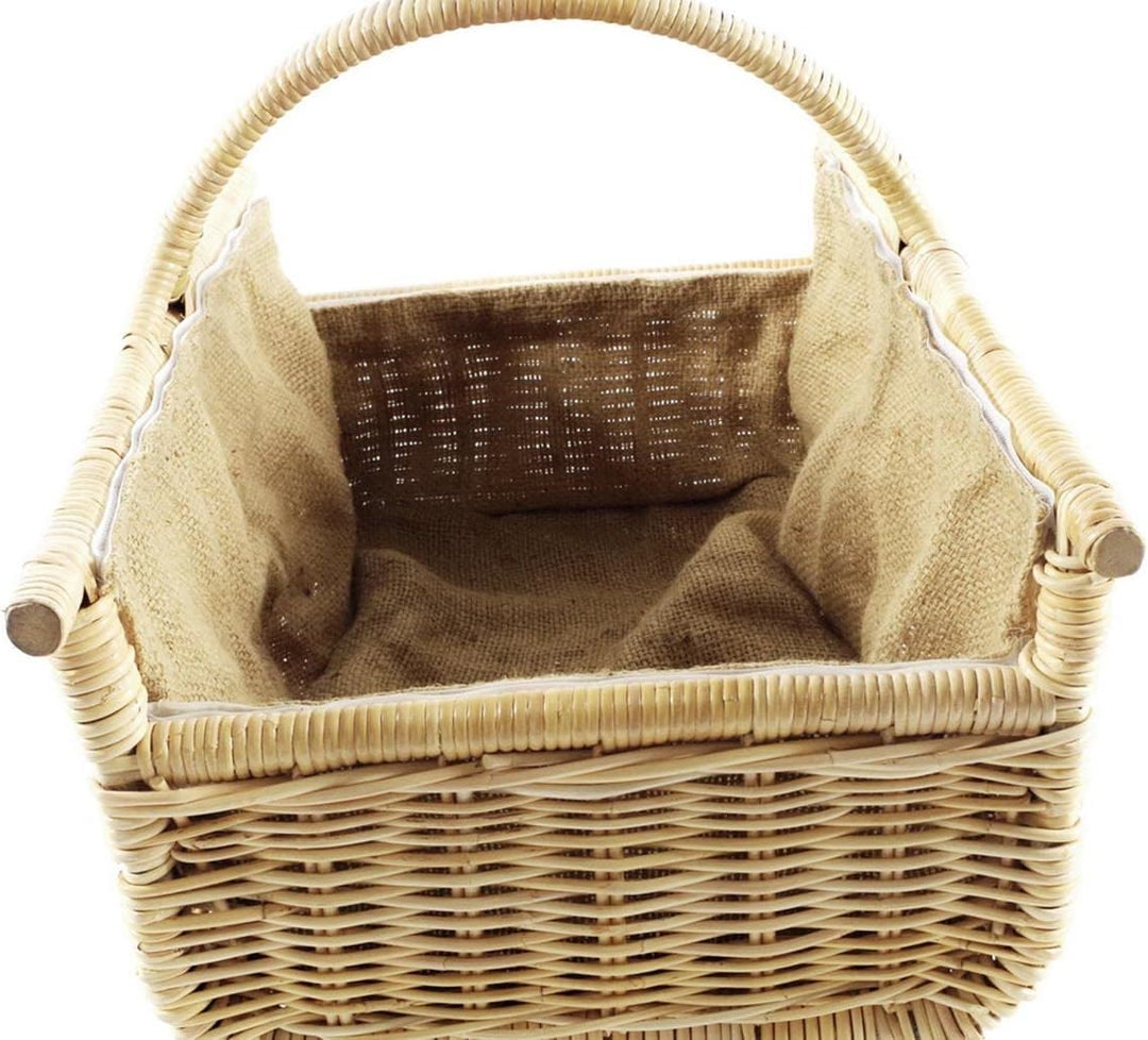 Kobolo Holzkorb für Kaminholz Rattankorb Holzkorb Bügel Rattan Leinen Holztrage