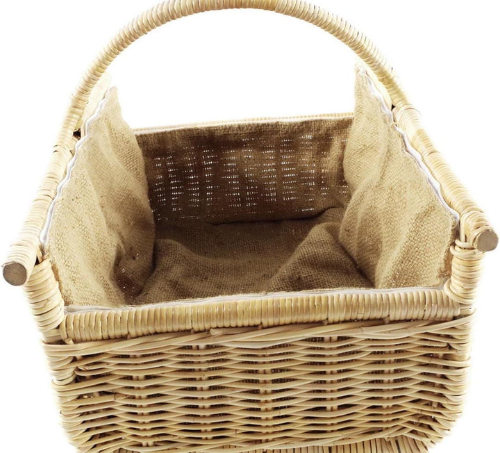 Kobolo Holzkorb für Kaminholz Rattankorb Holzkorb Bügel Rattan Leinen Holztrage