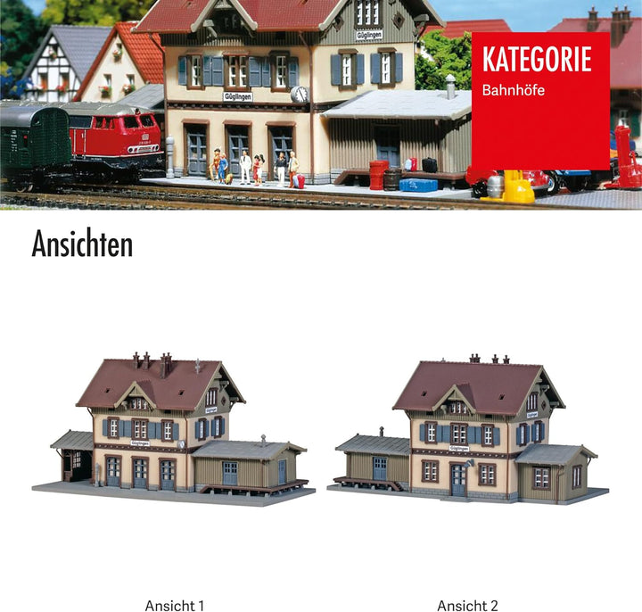FALLER Bahnhof Güglingen Modellbausatz mit 213 Einzelteilen 119 x 56 x 60 mm I Modelleisenbahn Zubeh