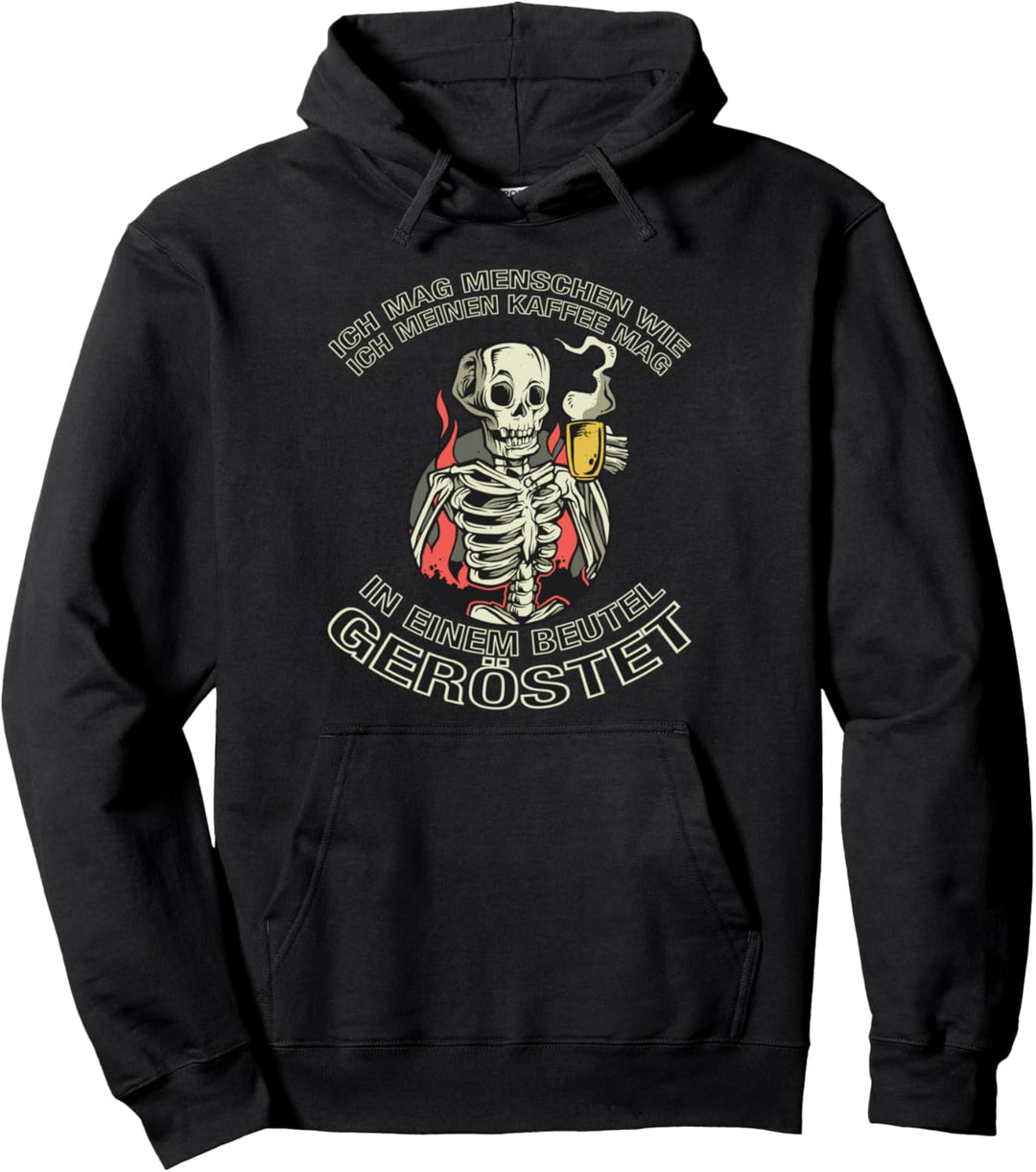Ich Mag Menschen Kaffee Schwarzer Humor Sensenmann Skelett Pullover Hoodie