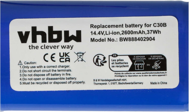 vhbw Akku kompatibel mit Proscenic 800T, 820S, 820T, 830T Home Cleaner Heimroboter (2600 mAh, 14,4 V