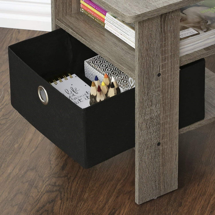 Furinno Andrey Beistelltisch Nachttisch mit Schublade, holz, Französisches Eichengrau, 39.37 x 39.37