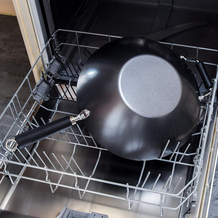 Ken Hom KH435001 Carbonstahl Wokfanne, 35cm, Excellence, Wok Induktion, Phenolischer Griff, Spülmasc
